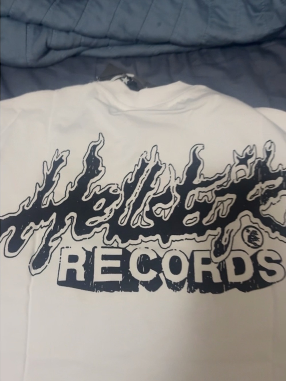 White Short-Sleeve Graphic 'Records' Logo T-Shirt